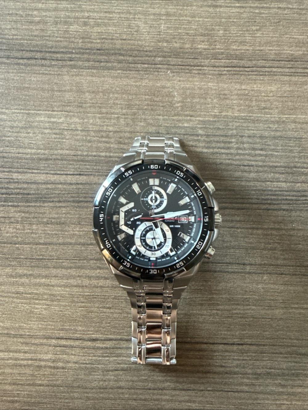 Casio Stainless Steel Men's Chronograph Watch - Black and Silver
